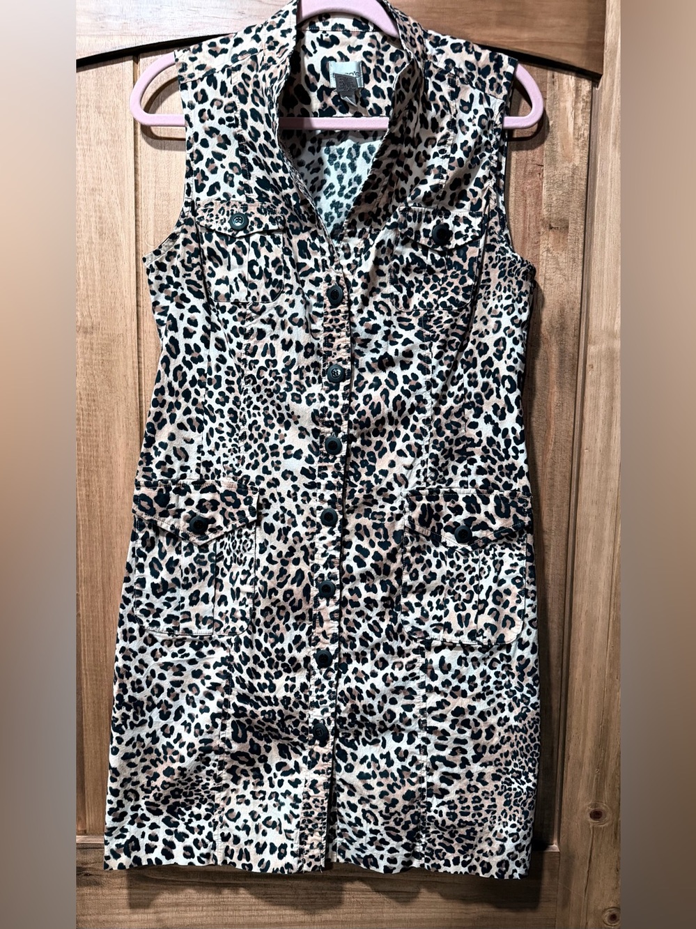 Chico's Sleeveless Leopard-Print Midi Dress in Tan, Black, Cream